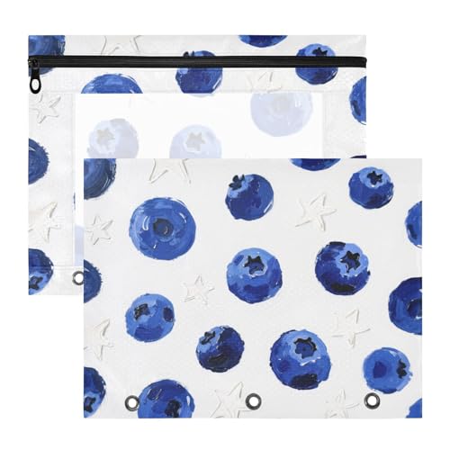 Federmäppchen, tragbar, 3 Löcher, für A4-Papier, Briefe, 2 Stück, Lehrer, Klassenzimmer, Blaubeer-Stern-Ordner für Dokumente von miaozhen