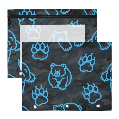 Federmäppchen, transparent, 3 Locher für 3 Ringe, 2 Stück, Studenten, Büro, Tier-Fußabdruck, Bär, blau, schwarz, cartuchera para lapices Federmäppchen, transparent, 3 Locher für 3 Ringe, 2 Stück, Studenten, Büro, Tier-Fußabdruck, Bär, blau, schwarz, cartuchera para lapices von miaozhen