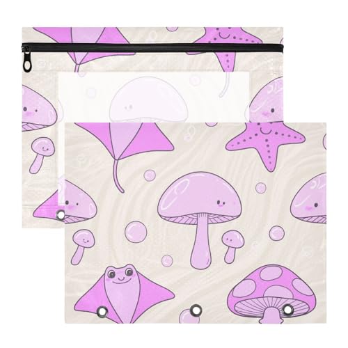 Federmäppchen, transparent, 3 Löcher, Tasche für 3 Ringe, 2 Stück, Studenten, Büro, Rosa, Pilz, Tier, Beige, Ordner para documentos Federmäppchen, transparent, 3 Löcher, Tasche für 3 Ringe, 2 Stück, Studenten, Büro, Rosa, Pilz, Tier, Beige, Ordner para documentos von miaozhen