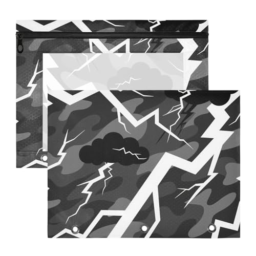 Federmäppchen, transparent, 3 Löcher, Tasche für 3 Ringe, 2 Stück, für Lehrer, Schule, Studenten, Lehrerbedarf, Camouflage, Schwarz, Wolke, Weiß, Lightning-Ordner für Dokumente Federmäppchen, transparent, 3 Löcher, Tasche für 3 Ringe, 2 Stück, für Lehrer, Schule, Studenten, Lehrerbedarf, Camouflage, Schwarz, Wolke, Weiß, Lightning-Ordner für Dokumente von miaozhen