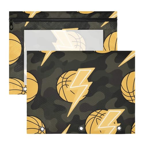Federmäppchen, transparent, 3 Löcher, für 3 Ringe, 2 Stück, Lehrer, Kunstbedarf, Aufbewahrung, Basketball, Schwarz / Orange, Cartuchera para lapices Federmäppchen, transparent, 3 Löcher, für 3 Ringe, 2 Stück, Lehrer, Kunstbedarf, Aufbewahrung, Basketball, Schwarz / Orange, Cartuchera para lapices von miaozhen