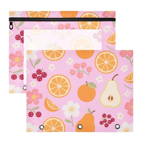 Federmäppchen, transparent, 3 Löcher, für 3 Ringe, 2 Stück, Studenten, Zuhause, Beere, Orange, Birne, Blumenstruktur, rosa Cartuchera para lapices Federmäppchen, transparent, 3 Löcher, für 3 Ringe, 2 Stück, Studenten, Zuhause, Beere, Orange, Birne, Blumenstruktur, rosa Cartuchera para lapices von miaozhen