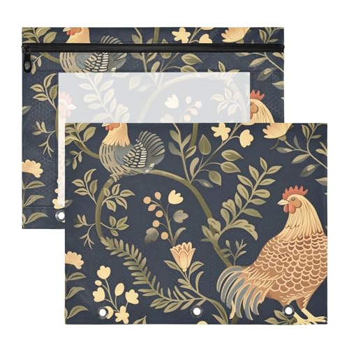 Federmäppchen mit 3 Löchern, Aufbewahrungstasche für A4-Papier, Briefe, 2 Stück, Studenten, Klassenzimmer, Coutryside Huhn, Blumendesign, Bolsa para lapices Federmäppchen mit 3 Löchern, Aufbewahrungstasche für A4-Papier, Briefe, 2 Stück, Studenten, Klassenzimmer, Coutryside Huhn, Blumendesign, Bolsa para lapices von miaozhen