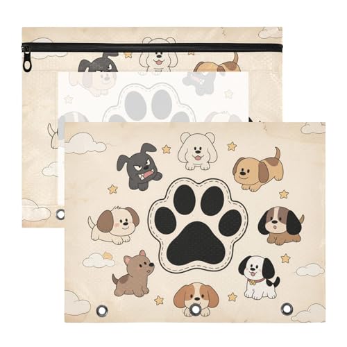 Federmäppchen mit 3 Löchern, Kunststoff, Ordner für A4-Papier, Briefe, 2 Stück, für Schüler, Studenten, Lehrerbedarf, Hunde, Gruppenpfote, Schwarz, Cartuchera para lapices Federmäppchen mit 3 Löchern, Kunststoff, Ordner für A4-Papier, Briefe, 2 Stück, für Schüler, Studenten, Lehrerbedarf, Hunde, Gruppenpfote, Schwarz, Cartuchera para lapices von miaozhen