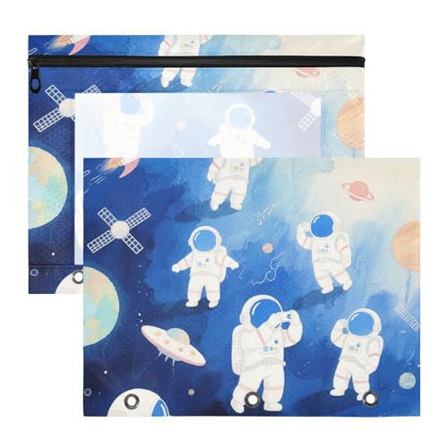 Federmäppchen mit 3 Löchern, Taschenordner für A4-Papier, Briefe, 2 Stück, für Schüler, Studenten, Lehrerbedarf, niedliches Cartoon, weiße Astronauten Bolsa para lapices Federmäppchen mit 3 Löchern, Taschenordner für A4-Papier, Briefe, 2 Stück, für Schüler, Studenten, Lehrerbedarf, niedliches Cartoon, weiße Astronauten Bolsa para lapices von miaozhen