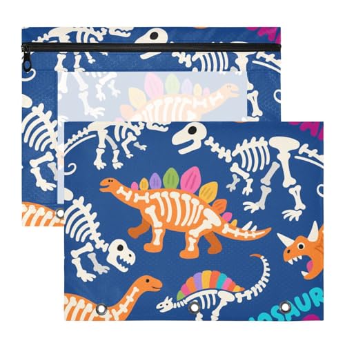 Federmäppchen mit 3 Löchern für 3 Ringe, 2 Stück, Studenten, Kunstbedarf, Aufbewahrung, Dinosaurier, Totenkopf, brüllendes Orange, Dunkelblau, Ordner für Dokumente Federmäppchen mit 3 Löchern für 3 Ringe, 2 Stück, Studenten, Kunstbedarf, Aufbewahrung, Dinosaurier, Totenkopf, brüllendes Orange, Dunkelblau, Ordner für Dokumente von miaozhen