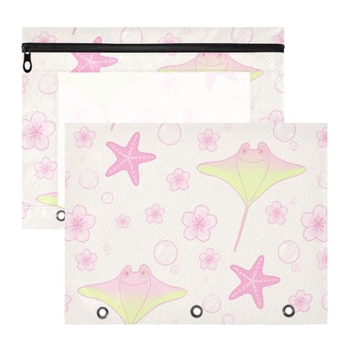 Federmäppchen mit 3 Löchern für 3 Ringe, 2 Stück, für Studenten, Kunstbedarf, Aufbewahrung, schöne Blume, Manta, Rochen, Rosa, Estuche para lapices Federmäppchen mit 3 Löchern für 3 Ringe, 2 Stück, für Studenten, Kunstbedarf, Aufbewahrung, schöne Blume, Manta, Rochen, Rosa, Estuche para lapices von miaozhen
