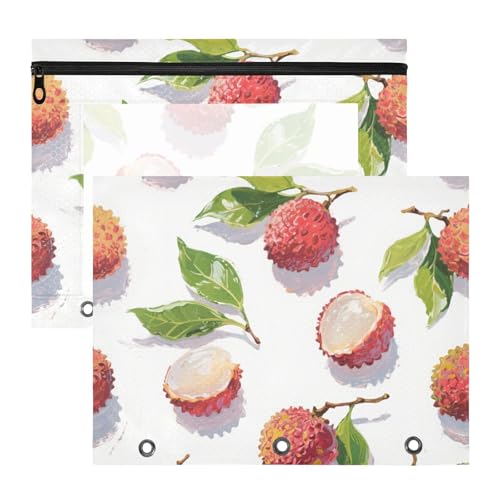 Federmäppchen mit 3 Löchern für A4-Papier, Briefe, 2 Stück, Studenten, Kunstbedarf, Aufbewahrung, Obst, rote Litschi, Ölgemälde, estuche para lapices Federmäppchen mit 3 Löchern für A4-Papier, Briefe, 2 Stück, Studenten, Kunstbedarf, Aufbewahrung, Obst, rote Litschi, Ölgemälde, estuche para lapices von miaozhen