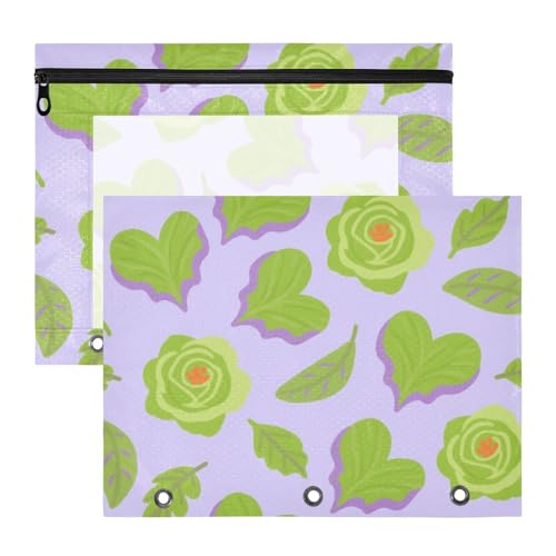 Federmäppchen mit 3 verstärkten Ösen, Kunststoff-Aktenordner für 3 Ringe, 2 Stück, für Lehrer, Zuhause, fluoreszierende grüne Rosenblüten und Herzblätter, Lavendel, Estuche para lapices Federmäppchen mit 3 verstärkten Ösen, Kunststoff-Aktenordner für 3 Ringe, 2 Stück, für Lehrer, Zuhause, fluoreszierende grüne Rosenblüten und Herzblätter, Lavendel, Estuche para lapices von miaozhen
