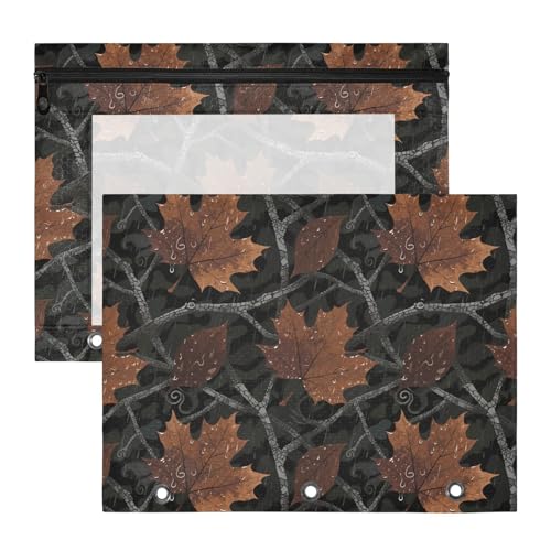 Federmäppchen mit 3 verstärkten Ösen, Kunststoff-Aktenordner für A4-Papier, Briefe, 2 Stück, Lehrerklasse, Camouflage, Ahornblatt, Regenbraun, Schwarz, Cartuchera para lapices Federmäppchen mit 3 verstärkten Ösen, Kunststoff-Aktenordner für A4-Papier, Briefe, 2 Stück, Lehrerklasse, Camouflage, Ahornblatt, Regenbraun, Schwarz, Cartuchera para lapices von miaozhen