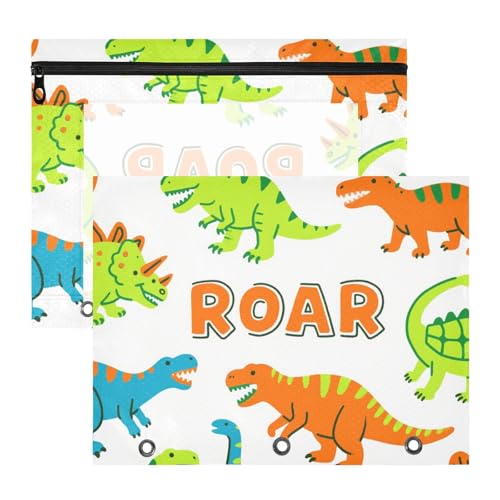 Federmäppchen mit Reißverschluss, 3 Locher, für A4-Papier, Briefe, 2 Stück, Studenten, Klasse, brüllender T-Rex, Ankylosaurus, weiß, fluoreszierend, grün, cartuchera para lapices Federmäppchen mit Reißverschluss, 3 Locher, für A4-Papier, Briefe, 2 Stück, Studenten, Klasse, brüllender T-Rex, Ankylosaurus, weiß, fluoreszierend, grün, cartuchera para lapices von miaozhen