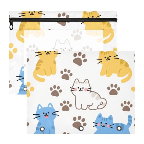 Federmäppchen mit Sichtfenster, 3-fach Locher, für A4-Papier, Briefe, 2 Stück, Lehrer, Zuhause, niedliche Katze, Gelb / Blau Federmäppchen mit Sichtfenster, 3-fach Locher, für A4-Papier, Briefe, 2 Stück, Lehrer, Zuhause, niedliche Katze, Gelb / Blau von miaozhen