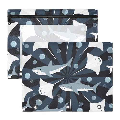 Federmäppchen mit Sichtfenster, 3-fach Locher, für A4-Papier, Briefe, 2 Stück, Studenten, Klassenzimmer, Ozean, Tier, Manta, Rochen, Fisch, dunkelblau, Bolsa para lapices Federmäppchen mit Sichtfenster, 3-fach Locher, für A4-Papier, Briefe, 2 Stück, Studenten, Klassenzimmer, Ozean, Tier, Manta, Rochen, Fisch, dunkelblau, Bolsa para lapices von miaozhen