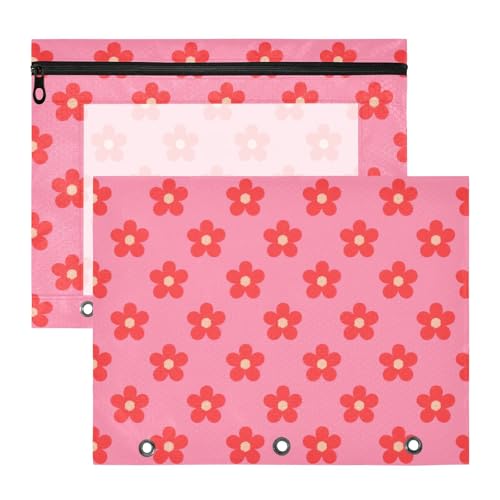 Federmäppchen mit glatten Reißverschlüssen, Kunststoff-Aktenordner für 3 Ringe, 2 Stück, Lehrer Zuhause, rote Blumen, rosa Hintergrund, Bolsa para lapices Federmäppchen mit glatten Reißverschlüssen, Kunststoff-Aktenordner für 3 Ringe, 2 Stück, Lehrer Zuhause, rote Blumen, rosa Hintergrund, Bolsa para lapices von miaozhen