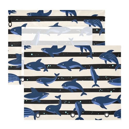 Federmäppchen mit glatten Reißverschlüssen, Kunststoff-Aktenordner für 3 Ringe, 2 Stück, Studenten, Zuhause, Ozean, Tier, Fisch, Hai, dunkelblau, gestreift, Cartuchera para lapices Federmäppchen mit glatten Reißverschlüssen, Kunststoff-Aktenordner für 3 Ringe, 2 Stück, Studenten, Zuhause, Ozean, Tier, Fisch, Hai, dunkelblau, gestreift, Cartuchera para lapices von miaozhen