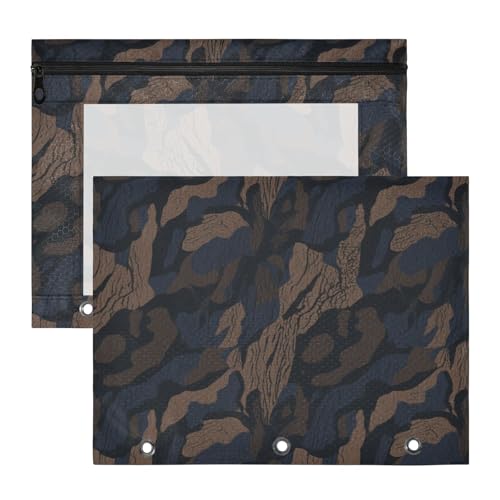 Federmäppchen mit glatten Reißverschlüssen, Kunststoff-Dokumentenmappe für A4-Papier, Briefe, 2 Stück, Lehrer, Schulanfang, Retro, Camouflage, Braun, Schwarz, Ordner für Dokumente Federmäppchen mit glatten Reißverschlüssen, Kunststoff-Dokumentenmappe für A4-Papier, Briefe, 2 Stück, Lehrer, Schulanfang, Retro, Camouflage, Braun, Schwarz, Ordner für Dokumente von miaozhen