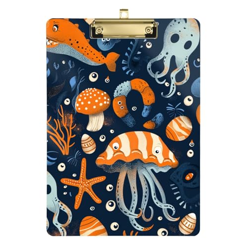 Fun Under The Sea Halloween Klemmbrett Ordner Padfolio Kunststoff für Klassenzimmer Zubehör für Lehrer High School Größe 9 x 12,5 Tablas para escribir von miaozhen