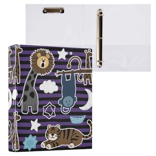 Funny Giraffe Monkey Stripe Black Purple 3,8 cm Ordner 3 Ringe Ordner mit Klemmbrett, 2 Stück, sortierte Ordner, 200 Blatt Funny Giraffe Monkey Stripe Black Purple 3,8 cm Ordner 3 Ringe Ordner mit Klemmbrett, 2 Stück, sortierte Ordner, 200 Blatt von miaozhen