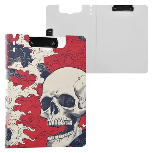 Gefaltetes Klemmbrett Brüllender Totenkopf Japanische Wolke A4 Klemmbrett Binder Doppelte Metallclips Stifthalter Schule Klemmbrett mit Hardcover von miaozhen
