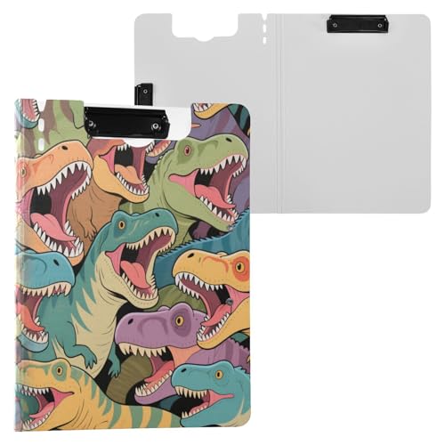 Gefaltetes Klemmbrett Farbe Cartoon Tier Dinosaurier A4 Klemmbrett mit Padfolio Doppelte Metallclips Stifthalter Büro Klemmbrett mit Abdeckung von miaozhen