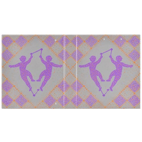 Gemini Notizbuch, Pointillismus-Stil, Violett, Orange, 3,8 cm, 3 Ringbücher mit Taschen, 1 Packung, Büroordner, Zubehör, 200 Blatt von miaozhen