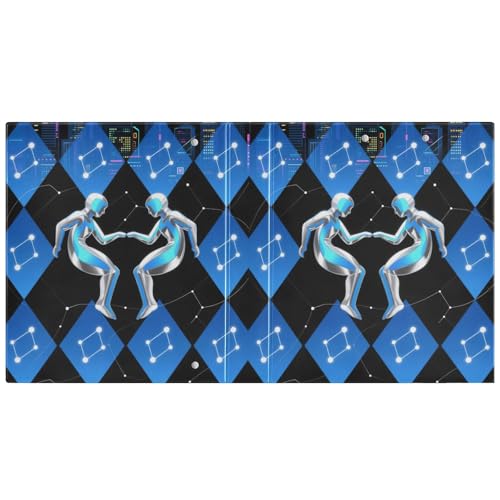 Gemini karierte Ordner mit 3 Ringen, 3,8 cm, Blau / Schwarz, 1 Packung, Bürobedarf, 200 Blatt von miaozhen