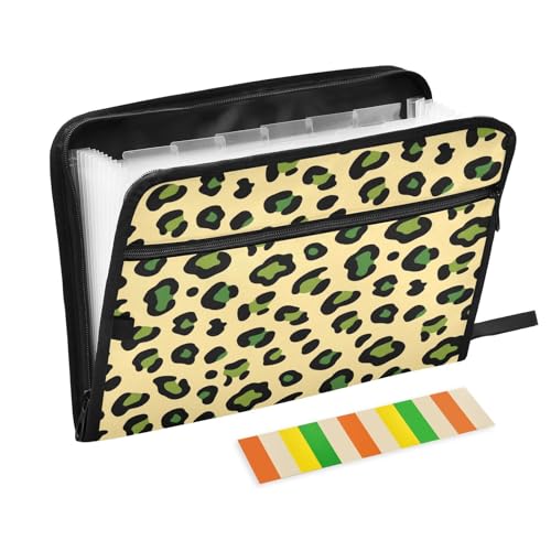 Große Aktenordner, 13 Taschen, A4, Briefgröße mit Reißverschluss, für Bürobedarf, Grün/Gelb, Leopardenmuster, Para Guardar Große Aktenordner, 13 Taschen, A4, Briefgröße mit Reißverschluss, für Bürobedarf, Grün/Gelb, Leopardenmuster, Para Guardar von miaozhen