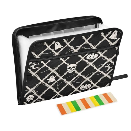 Große Aktenordner, 13 Taschen, A4, Briefgröße mit Reißverschluss, für Bürobedarf, Halloween, weißes Skelett, Carpeta de Große Aktenordner, 13 Taschen, A4, Briefgröße mit Reißverschluss, für Bürobedarf, Halloween, weißes Skelett, Carpeta de von miaozhen