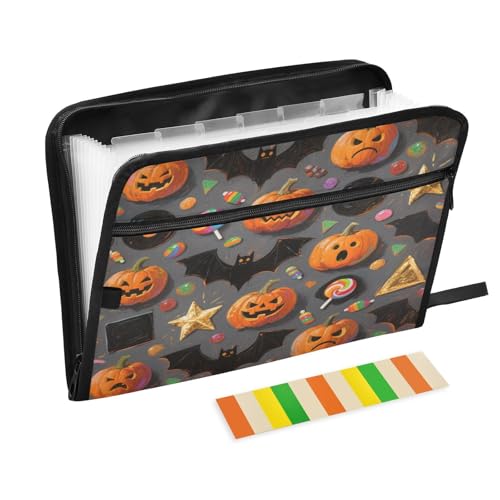 Große Aktenordner, 13 Taschen, A4, Briefgröße mit Reißverschluss, für Klassenzimmer, Zuhause, Büro, Reisen, Orange, Böse, Halloween, Kürbis, Fledermaus, Para Guardar Große Aktenordner, 13 Taschen, A4, Briefgröße mit Reißverschluss, für Klassenzimmer, Zuhause, Büro, Reisen, Orange, Böse, Halloween, Kürbis, Fledermaus, Para Guardar von miaozhen