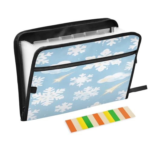 Hängeregistratur-Ordner, 13 Taschen, A4, Briefgröße mit Reißverschluss, für Business, Frohe Weihnachten, weiße Schneeflocken Hängeregistratur-Ordner, 13 Taschen, A4, Briefgröße mit Reißverschluss, für Business, Frohe Weihnachten, weiße Schneeflocken von miaozhen