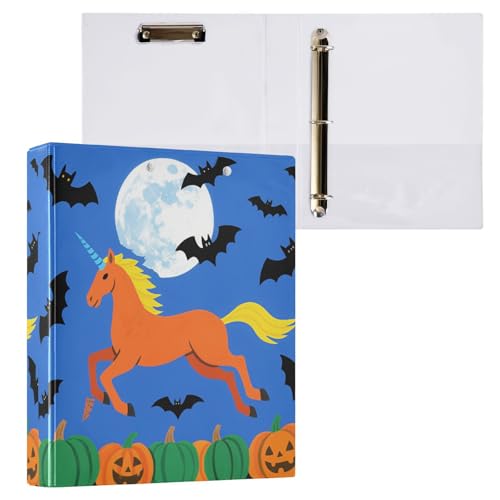 Halloween-Einhörner, Kürbisfledermäuse, 3,8 cm, D-Ringbuch mit Taschendeckel, 2 Stück, Bürobedarf, 200 Blatt Halloween-Einhörner, Kürbisfledermäuse, 3,8 cm, D-Ringbuch mit Taschendeckel, 2 Stück, Bürobedarf, 200 Blatt von miaozhen