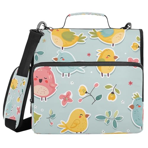 Homravel Aufbewahrungstasche mit 3 Ringen, 3,8 cm, tragbar, mit Riemen, Aufklebern, Stil, Cartoon, Kind, Vogel, Blatt, Blau, Pfirsich, mehrere Taschen für Schule und Büro, Cremallera de Carpeta Homravel Aufbewahrungstasche mit 3 Ringen, 3,8 cm, tragbar, mit Riemen, Aufklebern, Stil, Cartoon, Kind, Vogel, Blatt, Blau, Pfirsich, mehrere Taschen für Schule und Büro, Cremallera de Carpeta von miaozhen