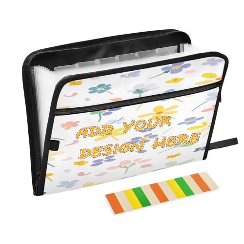Individuelle Aktenordner, 13 Taschen, A4, Briefgröße, individueller Dokumenten-Organizer mit Reißverschluss für Papiere, bunte frische Sommerblumen, Para Guardar von miaozhen
