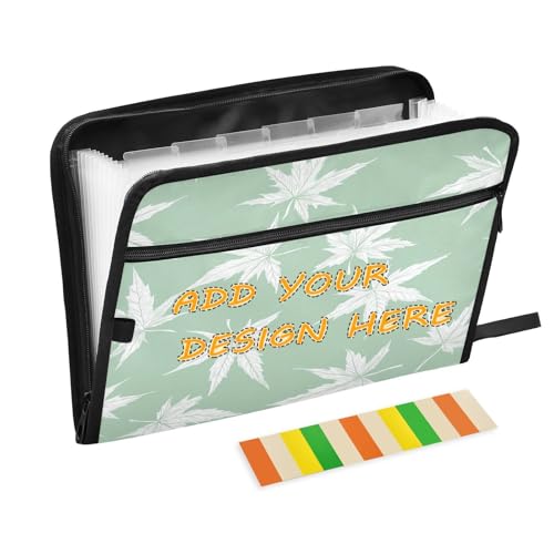 Individuelle Bürobedarfsmappen, 13 Taschen, A4, Briefgröße, personalisierbare Aktenhüllen mit Reißverschluss, für Bürobedarf, weiße Ahornblätter von miaozhen