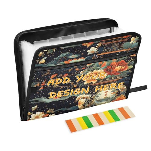 Individuelle Dokumentenmappe, 13 Taschen, A4, Briefgröße, individuelle Fächermappe mit Reißverschluss, für Klassenzimmer, Zuhause, Büro, Reisen, chinesischer Stil, China-Teppiche von miaozhen