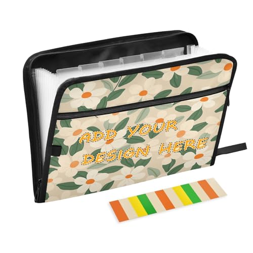 Individuelle Dokumentenmappe, 13 Taschen, A4, Briefgröße, personalisierbar, erweiterbare Dokumententasche mit Reißverschluss, für Bürobedarf, Blumen und Weiß, Beige, naturalistische Individuelle Dokumentenmappe, 13 Taschen, A4, Briefgröße, personalisierbar, erweiterbare Dokumententasche mit Reißverschluss, für Bürobedarf, Blumen und Weiß, Beige, naturalistische von miaozhen