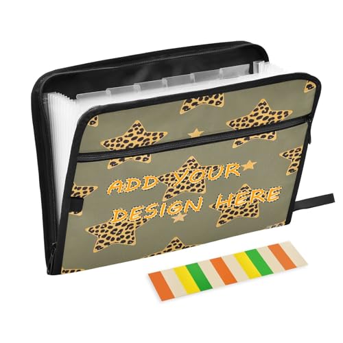 Individuelle Dokumentenmappe, 13 Taschen, A4, Briefgröße, personalisierbar, mit Reißverschluss, für Bürobedarf, Cartoon-Leopardenmuster, Sterne, Grau Individuelle Dokumentenmappe, 13 Taschen, A4, Briefgröße, personalisierbar, mit Reißverschluss, für Bürobedarf, Cartoon-Leopardenmuster, Sterne, Grau von miaozhen
