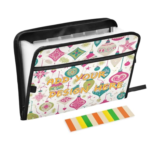 Individuelle Dokumentenmappe, 13 Taschen, A4, Briefgröße, personalisierbarer Organizer mit Tasche mit Reißverschluss, für geschäftliche Weihnachtsdekorationen, buntes Expando von miaozhen