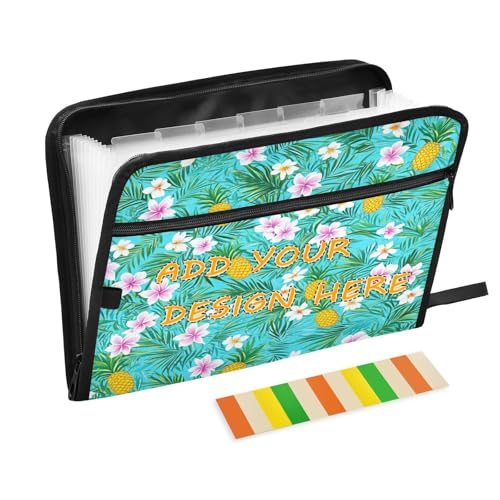 Individuelle Dokumentenmappen, 13 Taschen, A4, Briefgröße, individueller Aktenhalter mit Reißverschluss für Papiere, lebendige bunte Ananas, Palmblau Individuelle Dokumentenmappen, 13 Taschen, A4, Briefgröße, individueller Aktenhalter mit Reißverschluss für Papiere, lebendige bunte Ananas, Palmblau von miaozhen