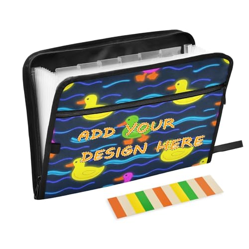 Individuelle Fächermappen, 13 Fächer, A4, Briefgröße, personalisierbar, Fächermappen, mit Reißverschluss zur Aufbewahrung von Dokumenten, niedliches Tier, bunt, fluoreszierendes Entchen, Organizer Individuelle Fächermappen, 13 Fächer, A4, Briefgröße, personalisierbar, Fächermappen, mit Reißverschluss zur Aufbewahrung von Dokumenten, niedliches Tier, bunt, fluoreszierendes Entchen, Organizer von miaozhen