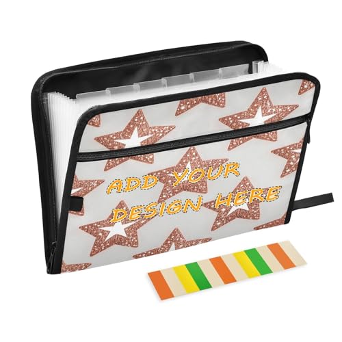 Individuelle Hängemappen, 13 Taschen, A4, Briefgröße, anpassbarer Aktenordner mit Reißverschluss, für Klassenzimmer, Zuhause, Büro, Reisen, künstlicher Glitzer, rotgoldener Stern, weiße Teppiche Individuelle Hängemappen, 13 Taschen, A4, Briefgröße, anpassbarer Aktenordner mit Reißverschluss, für Klassenzimmer, Zuhause, Büro, Reisen, künstlicher Glitzer, rotgoldener Stern, weiße Teppiche von miaozhen