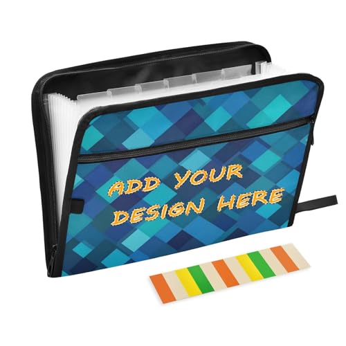 Individuelle Hängemappen, 13 Taschen, A4, Briefgröße, personalisierter Organizer mit Tasche mit Reißverschluss, für Klassenzimmer, Zuhause, Büro, Reisen, Blaugrün, Königsblau von miaozhen
