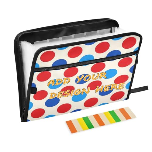 Individuelle Hängeregistratur-Ordner, 13 Taschen, A4, Briefformat, mit Reißverschluss, für Klassenzimmer, Zuhause, Büro, Reisen, trendig, gepunktet, Blau / Rot Individuelle Hängeregistratur-Ordner, 13 Taschen, A4, Briefformat, mit Reißverschluss, für Klassenzimmer, Zuhause, Büro, Reisen, trendig, gepunktet, Blau / Rot von miaozhen