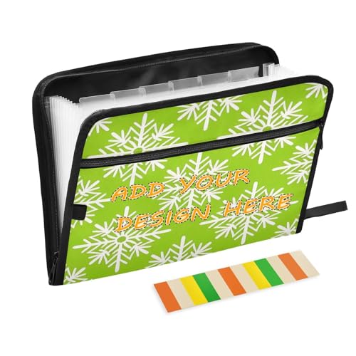 Individuelle Ordner mit Taschen, 13 Taschen, A4, Briefgröße, anpassbarer Aktenordner mit Reißverschluss, für Büro, Schule, trendiger Organizer mit Schneeflocke, Zitronengrün Individuelle Ordner mit Taschen, 13 Taschen, A4, Briefgröße, anpassbarer Aktenordner mit Reißverschluss, für Büro, Schule, trendiger Organizer mit Schneeflocke, Zitronengrün von miaozhen
