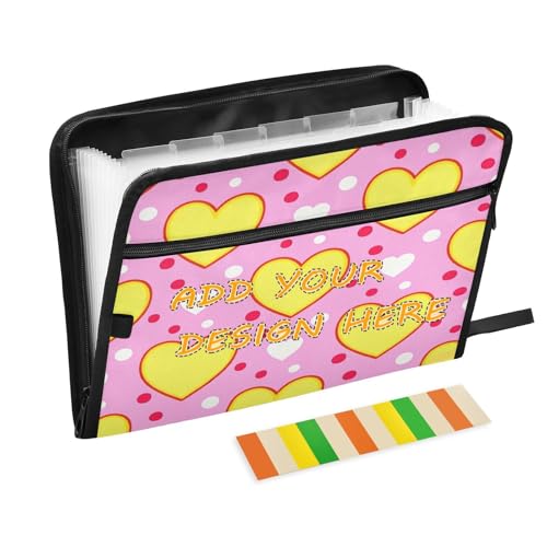 Individuelle breite Aktenordner, 13 Taschen, A4, Briefgröße, personalisierbarer Aktenordner mit Reißverschluss für Dokumentenaufbewahrung, gelbes Herz, Pfirsich-Punkte, Carpetas de Individuelle breite Aktenordner, 13 Taschen, A4, Briefgröße, personalisierbarer Aktenordner mit Reißverschluss für Dokumentenaufbewahrung, gelbes Herz, Pfirsich-Punkte, Carpetas de von miaozhen