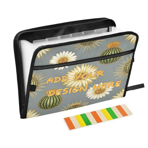 Individueller Aktenordner, Organizer, 13 Fächer, A4, Briefformat, Fächermappe, Hüllen mit Reißverschluss, für Schule, Zuhause, Büro, Klassenzimmer, trendige Kakteen, Sonnenblume, Goldgrau, Para Individueller Aktenordner, Organizer, 13 Fächer, A4, Briefformat, Fächermappe, Hüllen mit Reißverschluss, für Schule, Zuhause, Büro, Klassenzimmer, trendige Kakteen, Sonnenblume, Goldgrau, Para von miaozhen