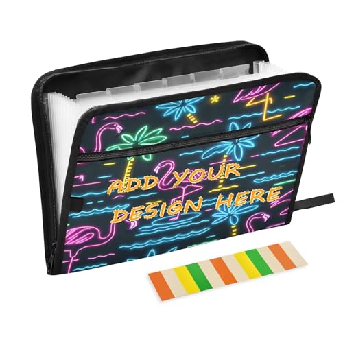 Individueller Aktenordner, Organizer, 13 Taschen, A4, Briefgröße, anpassbare Aktenhüllen mit Reißverschluss, für Klassenzimmer, Zuhause, Büro, Reisen, Sommer, Neon, Flamingo, Kokosnussbaum, Carpeta de Individueller Aktenordner, Organizer, 13 Taschen, A4, Briefgröße, anpassbare Aktenhüllen mit Reißverschluss, für Klassenzimmer, Zuhause, Büro, Reisen, Sommer, Neon, Flamingo, Kokosnussbaum, Carpeta de von miaozhen