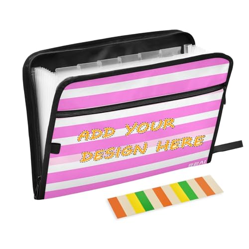 Individueller Aktenordner, erweiterbar, 13 Taschen, A4, Briefgröße, personalisierbar, Dokumenten-Organizer mit Reißverschluss, für Bürobedarf, schöne Streifen, Weiß / Pfirsich Individueller Aktenordner, erweiterbar, 13 Taschen, A4, Briefgröße, personalisierbar, Dokumenten-Organizer mit Reißverschluss, für Bürobedarf, schöne Streifen, Weiß / Pfirsich von miaozhen