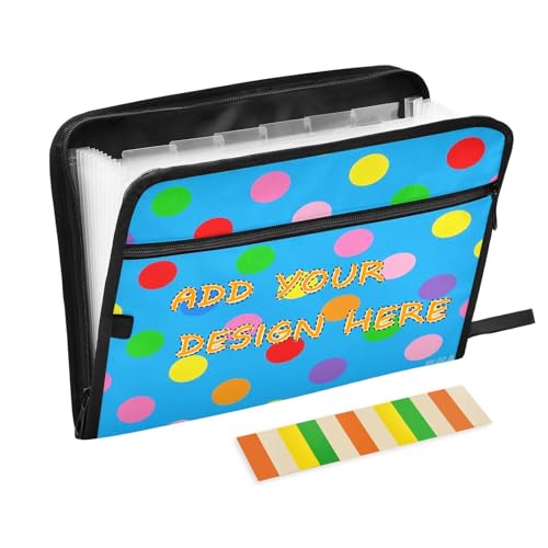 Individueller Ordner mit Etiketten, 13 Taschen, A4, Briefgröße, personalisierbarer Aktenordner, erweiterbar mit Reißverschluss, für Dokumentenaufbewahrung, Cartoon, bunte Punkte, Blau Individueller Ordner mit Etiketten, 13 Taschen, A4, Briefgröße, personalisierbarer Aktenordner, erweiterbar mit Reißverschluss, für Dokumentenaufbewahrung, Cartoon, bunte Punkte, Blau von miaozhen