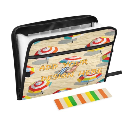 Individueller Ordner mit Etiketten, 13 Taschen, A4, Briefgröße, personalisierter Aktenordner mit Reißverschluss, für Papierarbeiten, Sommer, Strand, Liegen, Cartoon-Teppiche Individueller Ordner mit Etiketten, 13 Taschen, A4, Briefgröße, personalisierter Aktenordner mit Reißverschluss, für Papierarbeiten, Sommer, Strand, Liegen, Cartoon-Teppiche von miaozhen